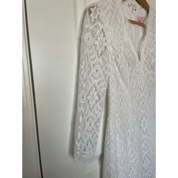 NWT Lilly Pulitzer Meryl 3/4 Sleeve V Neck Resort White Diamond Lace Dress 00 - Picture 2 of 7